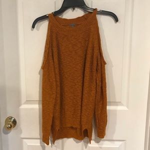 Mustard colored cold shoulder sweater size m